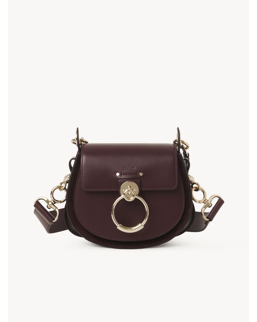 Chloé Purple Small Tess Bag In Shiny & Suede Leather