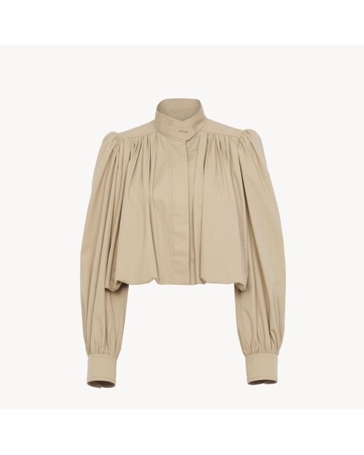 Chloé コットンギャバジン製ギャザーブールジャケット 婦人向け ベージュ サイズ コットン 100% Bubalus Bubalis, Farmed, Coo India Natural