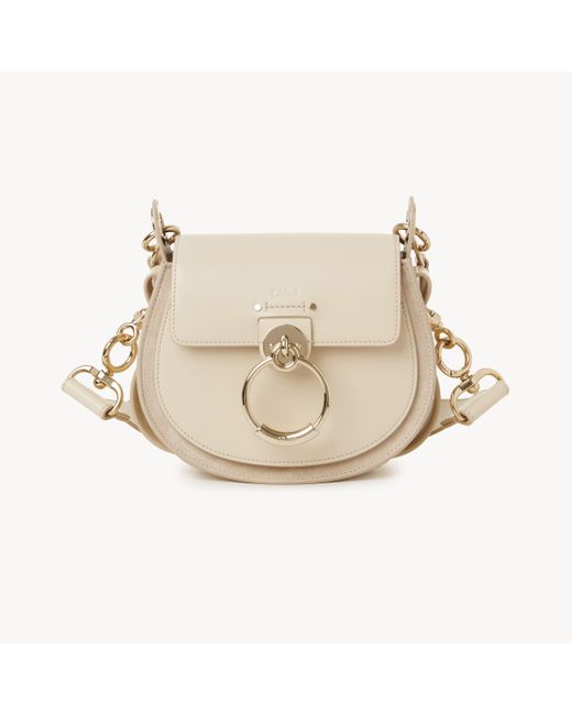 Chloé Natural Small Tess Bag In Shiny & Suede Leather