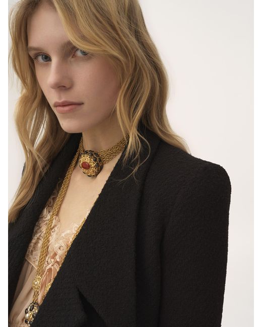 Chloé Black Double-breasted Tailored Jacket In Wool Bouclette