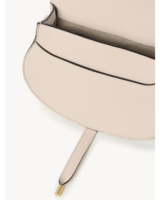 Chloé Natural Marcie Saddle Bag In Grained Leather