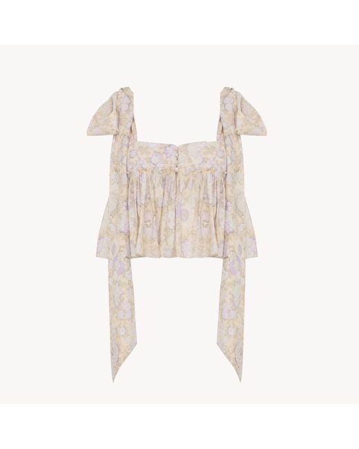 Chloé White Tie-Strap Cropped Top