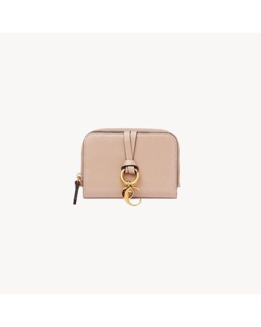Chloé Pink Zweifach Klappbares Alphabet Portemonnaie Aus Glänzendem Leder