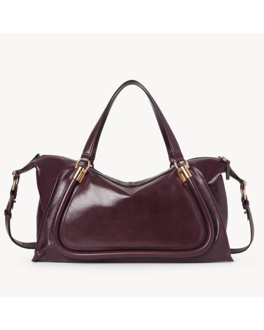 Chloé Brown Paraty 24 Bag In Shiny Leather