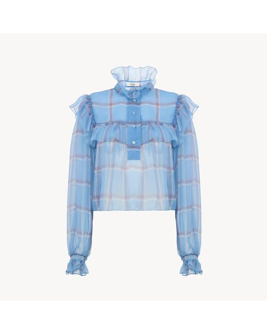 Chloé Blue Ruffled Top