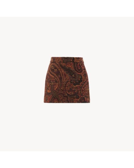 Chloé タペストリージャカード製ストレート ミニスカート Brown