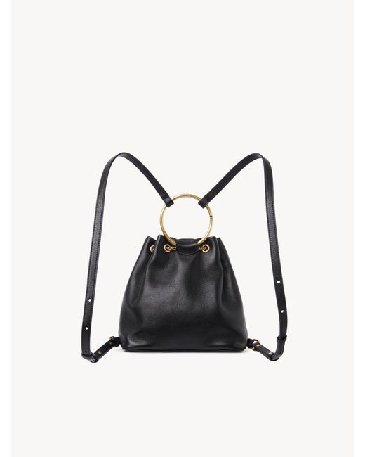 Chloé Black Small Bracelet Backpack In Grained Leather