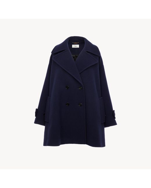 Chloé ウール製オーバーサイズ ダブルブレストコート Blue