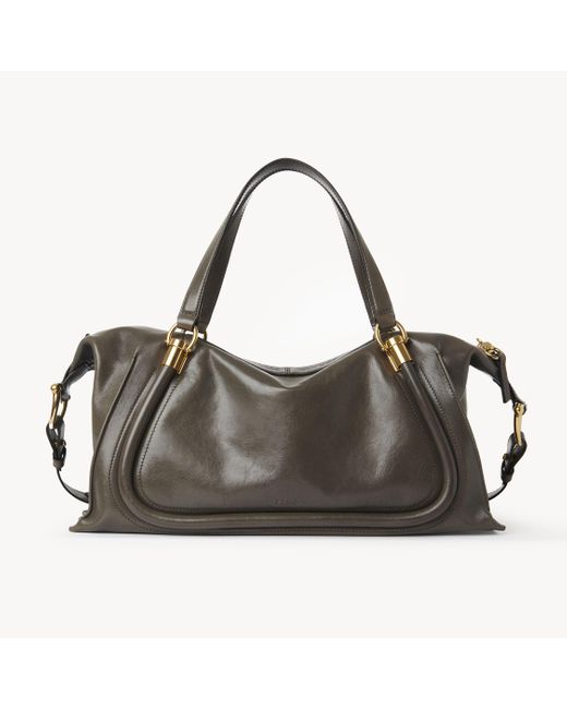 Chloé Black Paraty 24 Tasche aus glänzendem Leder
