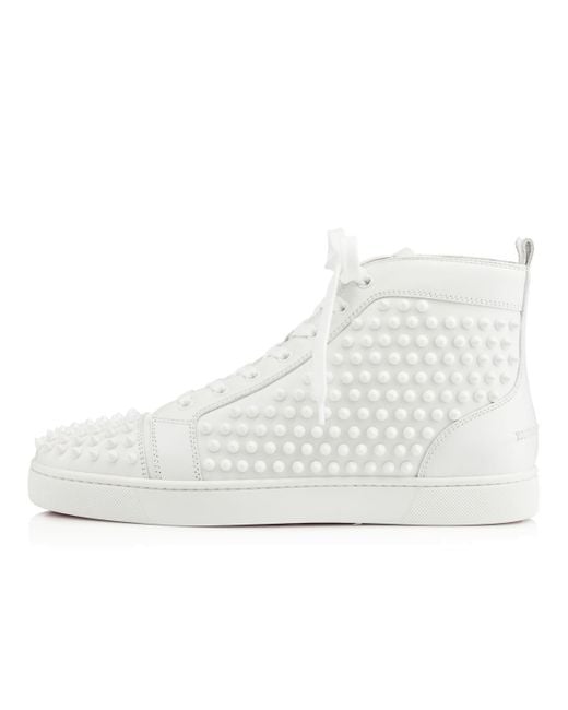 Christian Louboutin Louis Spiked Leather Sneakrs in White for Men ...
