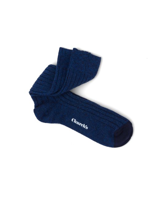 Church's Blue Ribbed Short Socks for men