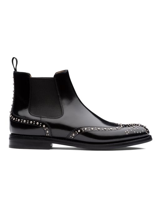 Church's Black Polished Binder Chelsea Boot With Studs