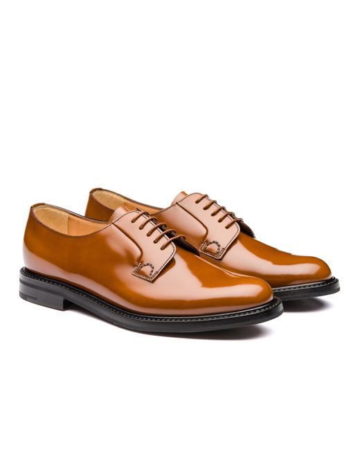 Church's Brown Brushed Calfskin Derby Lace-Ups