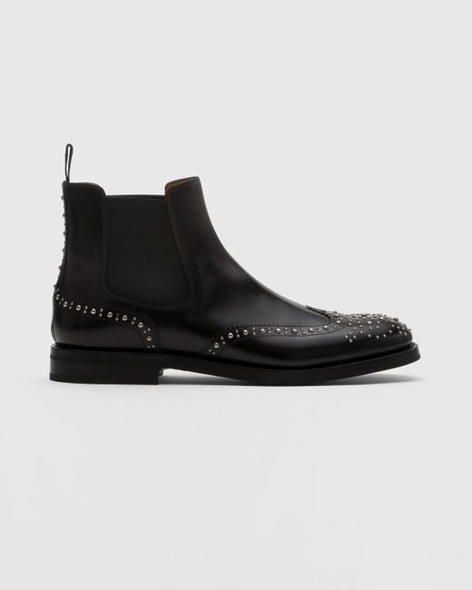 Church's Black Polished Binder Chelsea Boot With Studs