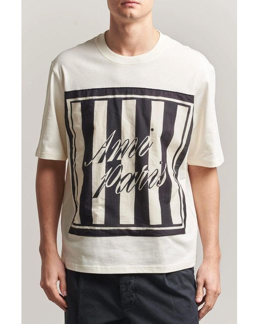 AMI White Boxy Sewn Scarf T Shirt for men
