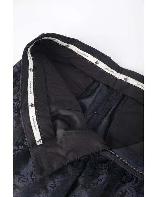 Dolce & Gabbana Blue Floral Jacquared Trousers for men