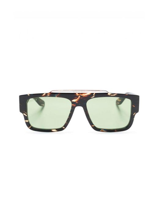 Gucci Green Acetate Rectangular Frame Sunglasses
