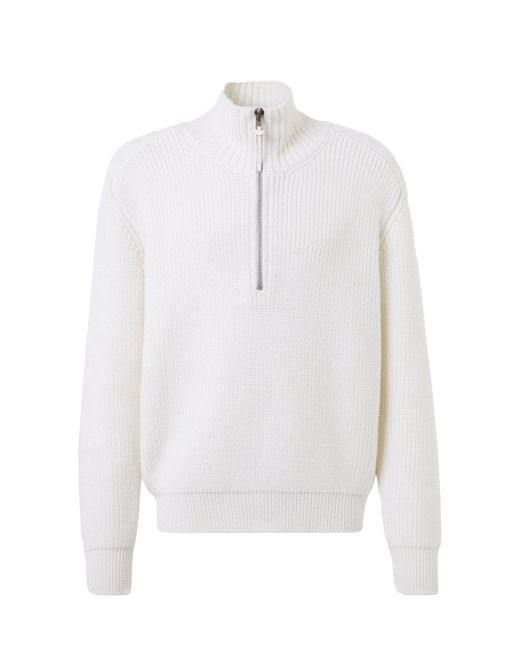 Tom Ford White Merino Half Zip Sweater for men