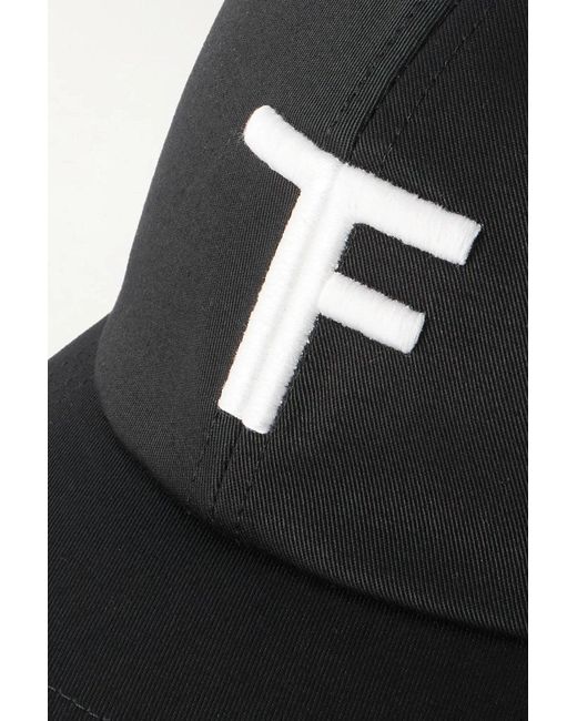 Tom Ford Black Canvas + Smooth Leather Cap for men