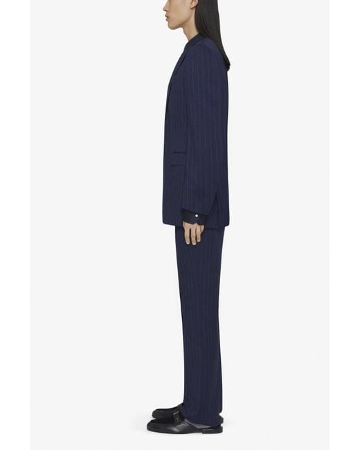 Givenchy Blue Virgin Wool Straight Leg Trousers for men