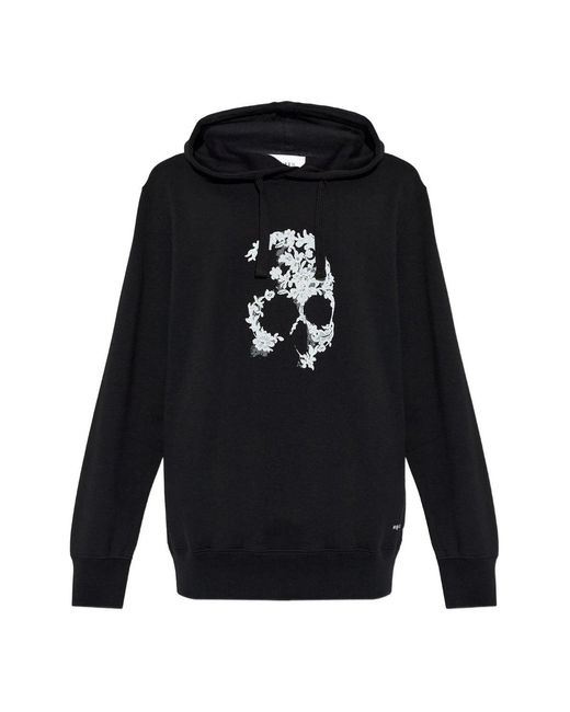 McQueen Blue Lace Skull Hooded Top for men