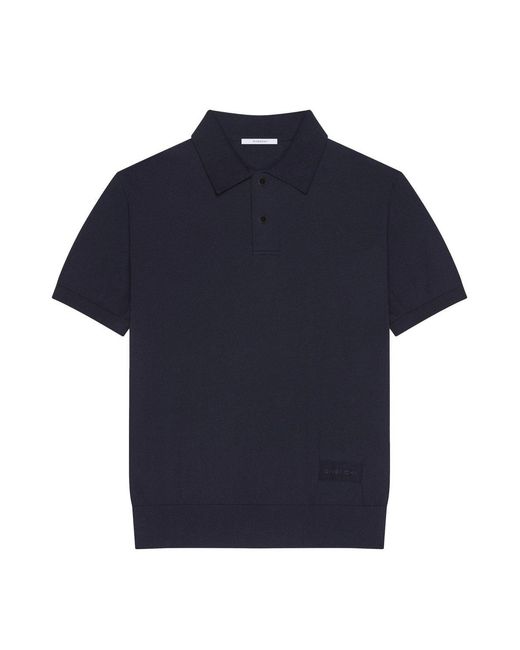 Givenchy Blue Knit Short-Sleeve Polo Shirt for men