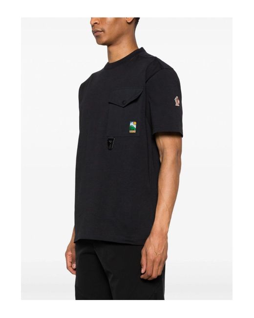 3 MONCLER GRENOBLE Black Pocket T Shirt for men
