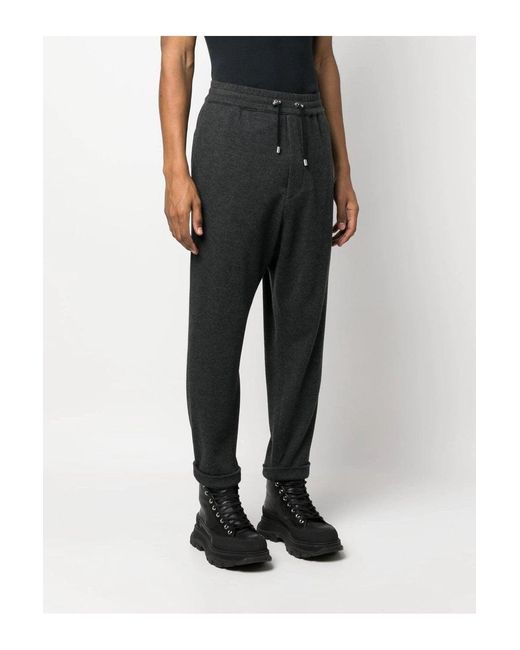 Balmain Black Low Crotch Flannel Trousers for men