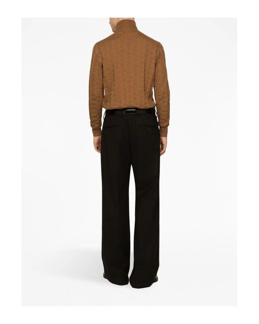 Dolce & Gabbana Woven Roll Neck Sweater Camel Brown for men