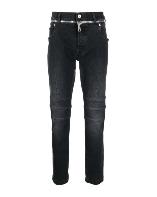 Balmain Zipped Belt Denim Jeans in Black for Men Lyst UK