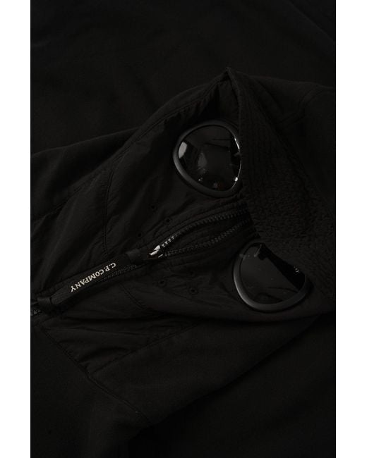 C P Company Black Diagonal Raised Boxy Hooded Top for men