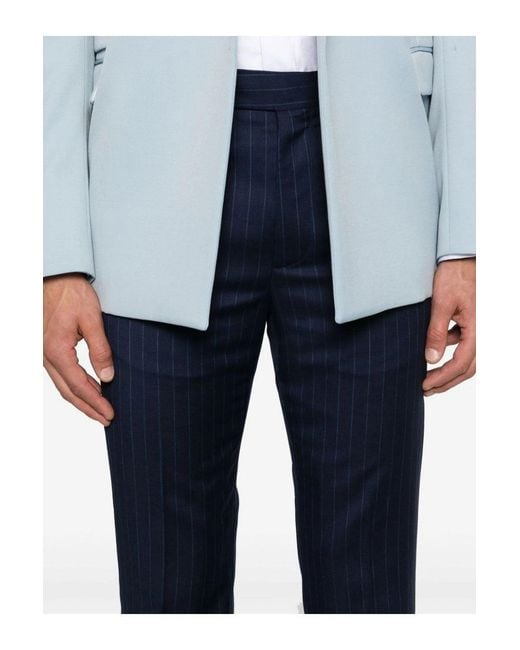 Givenchy Blue Virgin Wool Straight Leg Trousers for men