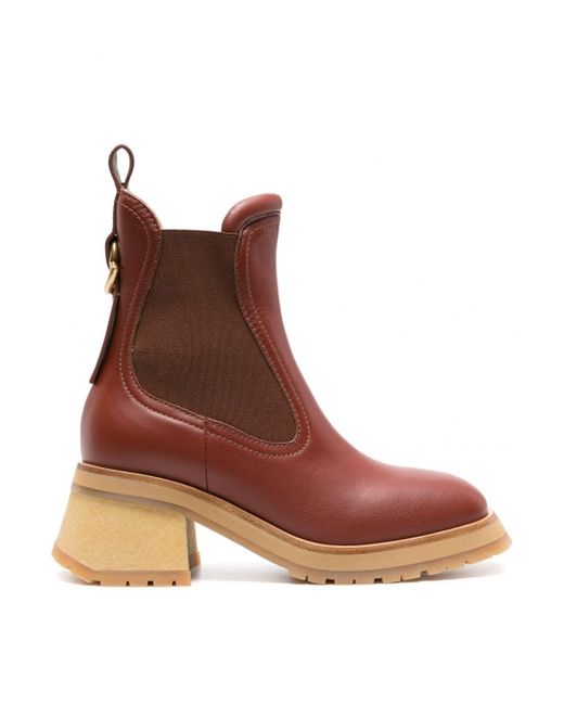Moncler Brown Gigi 70mm Leather Chelsea Boots