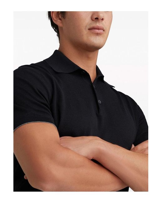 Brunello Cucinelli Black Knitted Polo for men
