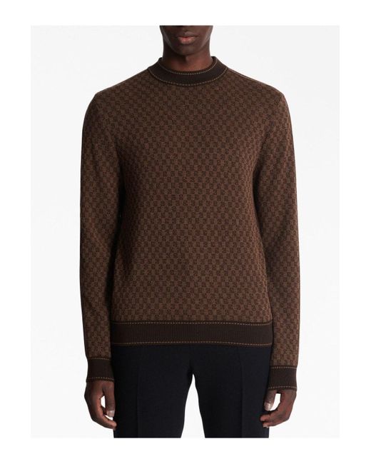 Balmain Brown Mini Monogram Wool Sweater for men
