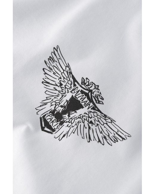 Balmain White Slim Wings Print T Shirt for men