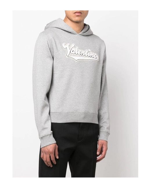 Valentino White Embroidered Branding Hoodie for men