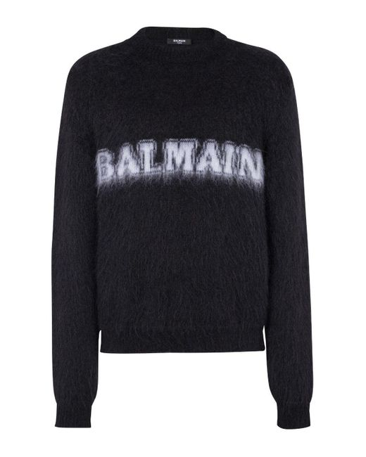 Balmain Black Retro Brushed Mohair Sweater for men