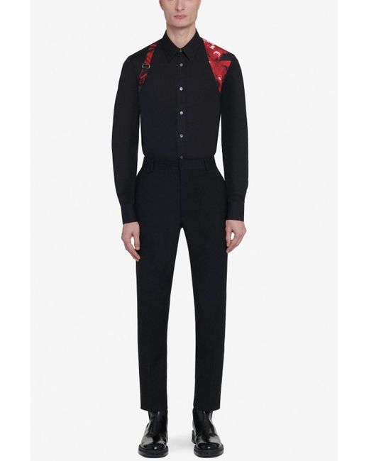 Alexander McQueen Black Cotton Poplin Harness Shirt for men
