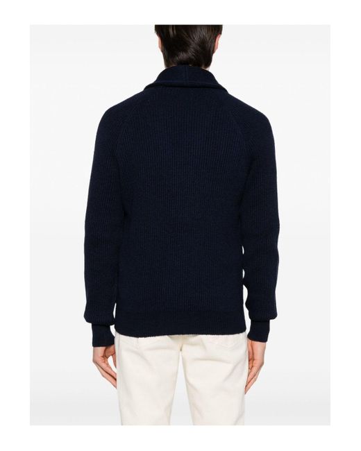 Brunello Cucinelli Blue Shawl Cardigan for men