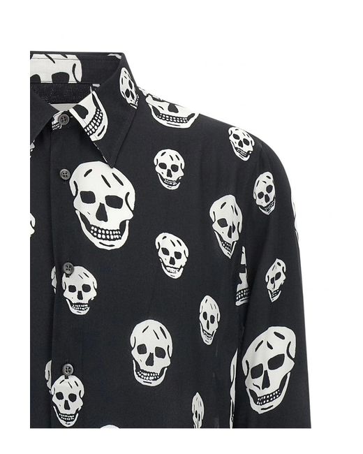 McQueen Black Skull Print Shirt for men
