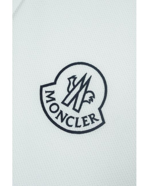 Moncler White Contrast Collar Polo for men