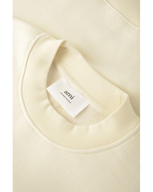 AMI White Ami Patch Logo Sweatshirt Beige for men