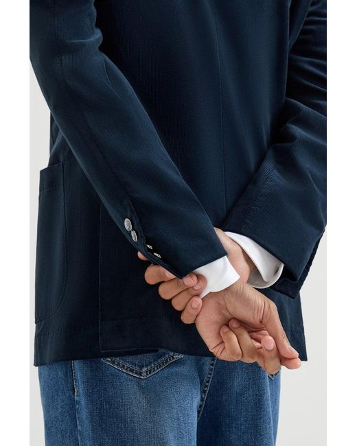 Brunello Cucinelli Blue Deconstructed Jacket for men