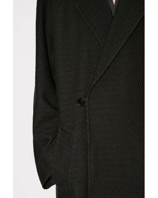 KENZO Black Virgin Wool Wrap Coat for men