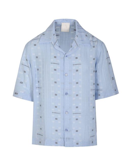 Givenchy Blue Boxy Shirt Hawaiian Collar for men