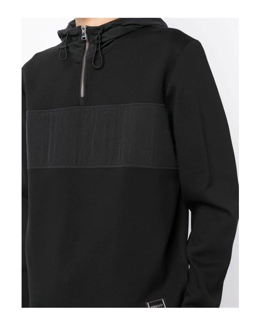 HUGO Black Doregano Hooded Top for men