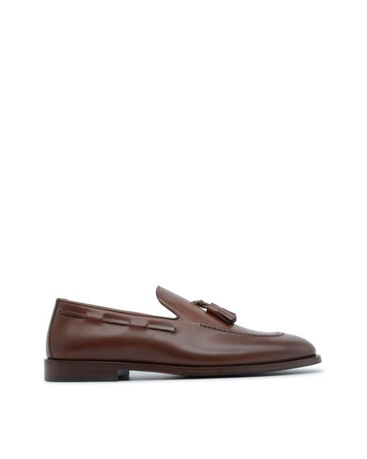 Brunello Cucinelli Brown Tassel Leather Loafers for men