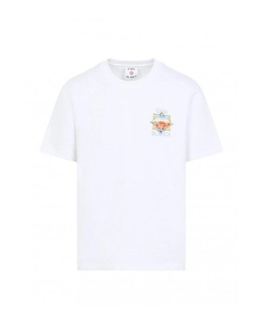 Casablanca White Flower Court T Shirt for men