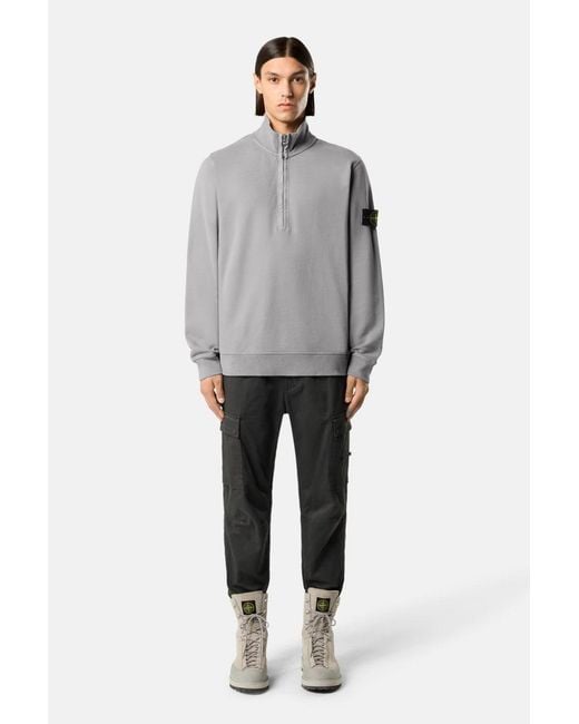 Stone Island Gray Quarter Zip 6100068 Sweatshirt for men